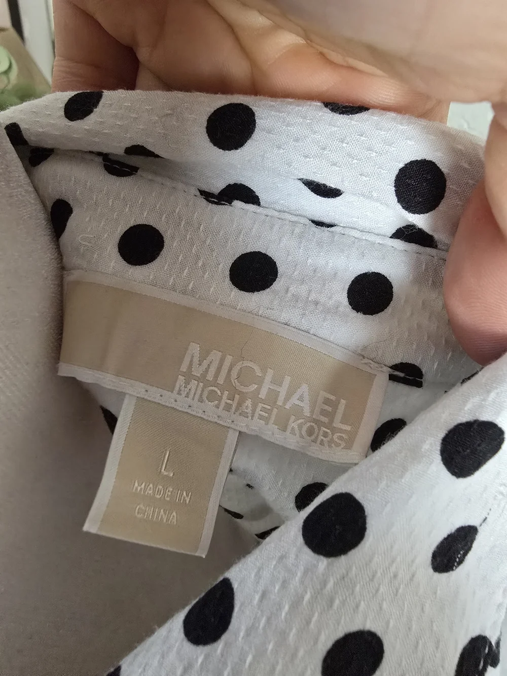 Michael Kors White Mini Wrap Dress with Black Polka Dots